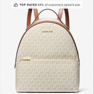NWT-Michael Kors Tan and Cream Logo Backpack